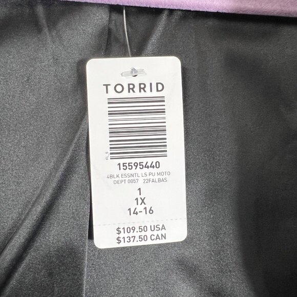 Torrid Black Faux Leather Moto Jacket Zippered Details Womens Size 1/1X/14-16 - Picture 8 of 9